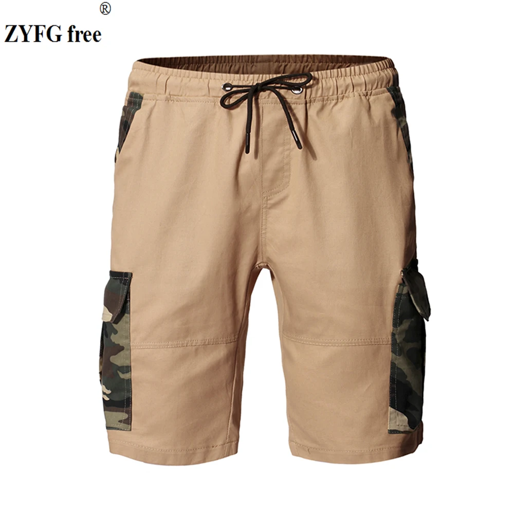 

ZYFG free men's casual shorts youth vitality cotton blend tide shorts straight stitching overalls shorts patchwork color