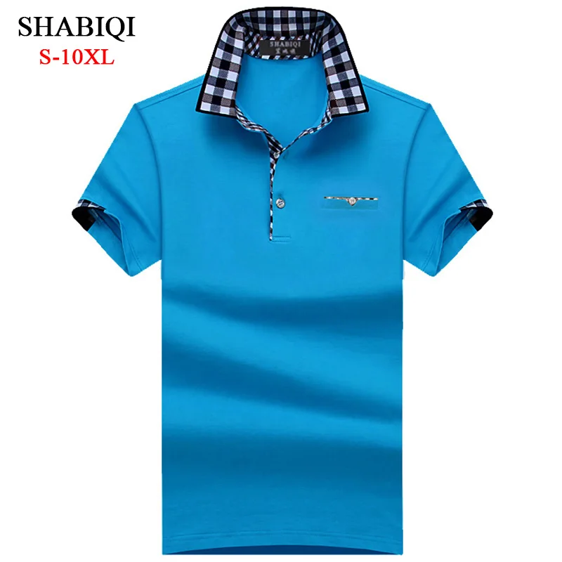 SHABIQI Классическая брендовая мужская рубашка, Мужская рубашка поло, мужская рубашка поло с коротким рукавом, Повседневная рубашка поло размера плюс 6XL 7XL 8XL 9XL 10XL