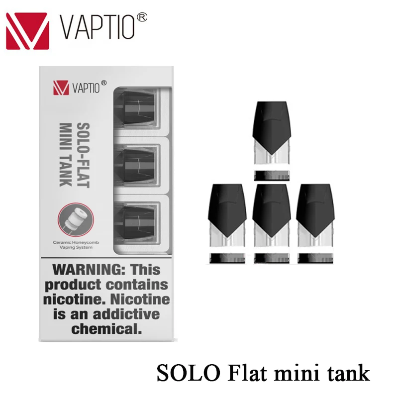 

Original Vaptio SOLO Flat mini Pod 1ml Replacement Pod Cartridge (4pcs/lot) for Electronic cigarette Atomizer Tank