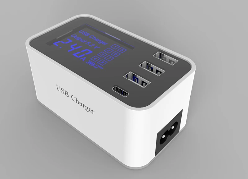 Thbelieve 3 USB Charging Station Type-C Chargers For Macbook Multiple USB Charger LCD Display Voltage Ammeters Desktop Adapters (5)