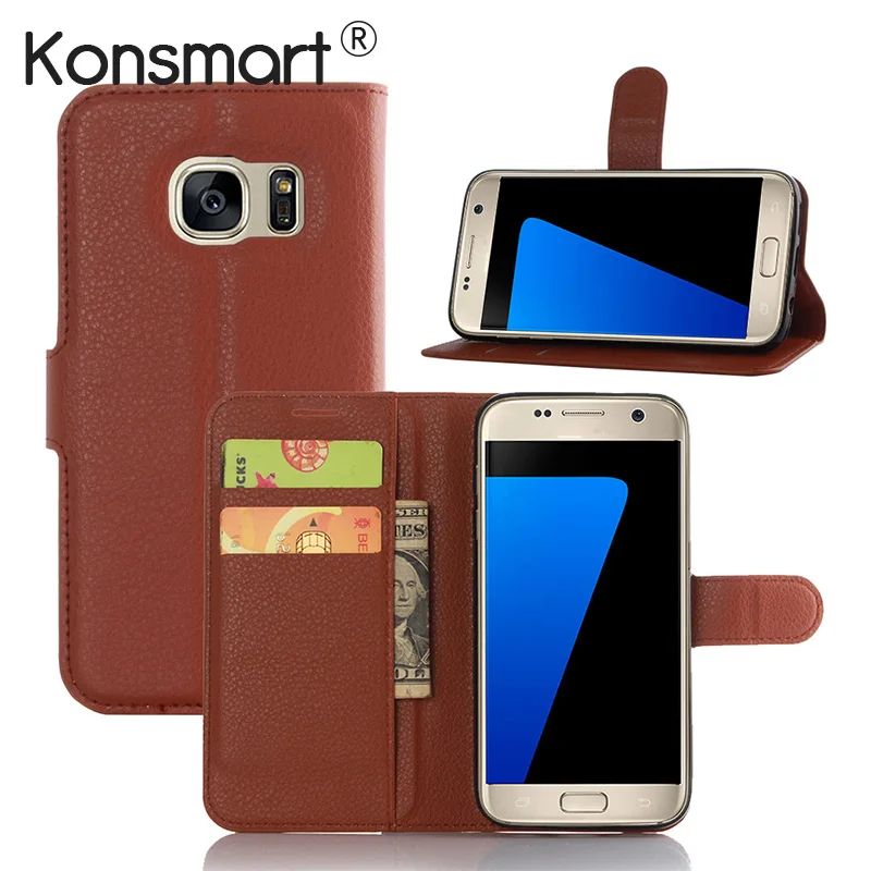 

KONSMART Phone Case For Samsung GALAXY S9 S8 S9+ S8+ S7 S6 Edge Leather Flip Back Cover Samsung S8 Active Stand Book Cases Funda