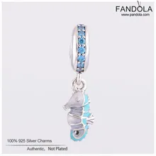 Аутентичные стерлингового серебра 925 пробы в форме тропического морского конька Висячие бусины для изготовления ювелирных изделий Подходит оригинальные Подвески Браслеты Berloques kralen