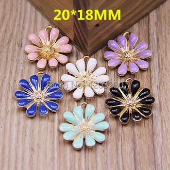 

Free shipping New style alloy drop oil gold tone plated Daisy flowers shape floating locket charms Chrysanthemum earring pendant
