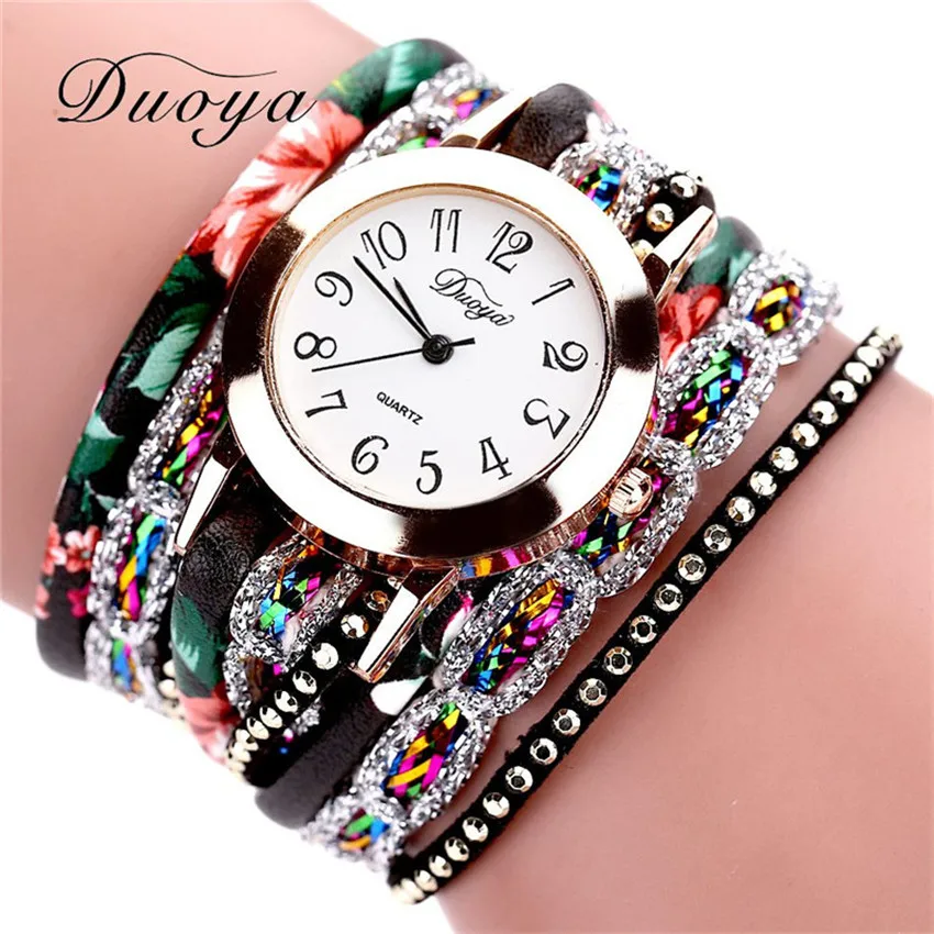 

2019 Top Brand Luxury Watches Women Flower Popular Quartz Diamond Leather Bracelet Female Ladies Gemstone Dress Wrist watch