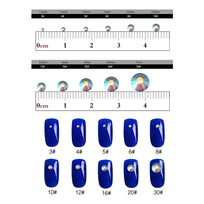 Zziell SS3-SS30 разноцветные стеклянные стразы SMC с клеем для дизайна ногтей, чехол для телефона, украшения