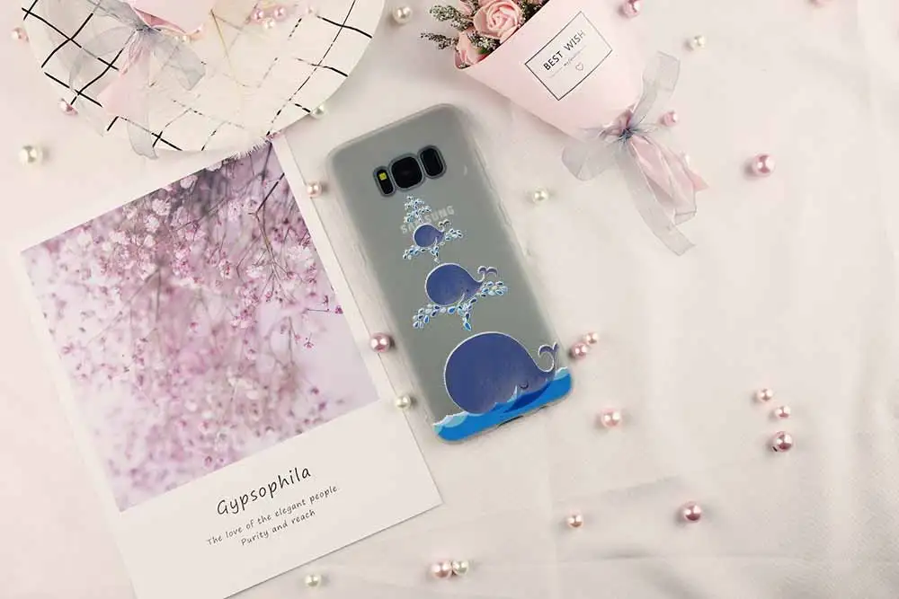 Чехол для телефона с акварельным рисунком Кита Samsung Galaxy S8 S9 S10 S20 S30 Plus Uitra Lite Cover S10E S7
