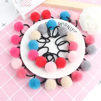 

4Pcs/2pc/1pc Baby Kid Hair Accessories Headwear Mini Ball Rubber Headbands Girl Children Solid Color Pompon Gum Elastic HairBand
