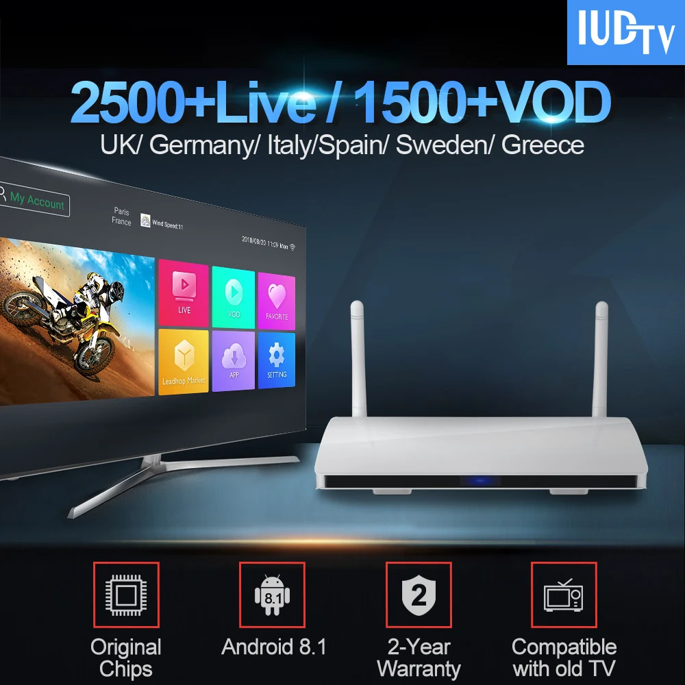 

R6 Android 8.1 TV Box Sweden Iptv Subscription RK3229 With 1 Year IUDTV IPTV Code Spain Italy UK Germany Greece Arabic Iptv Box