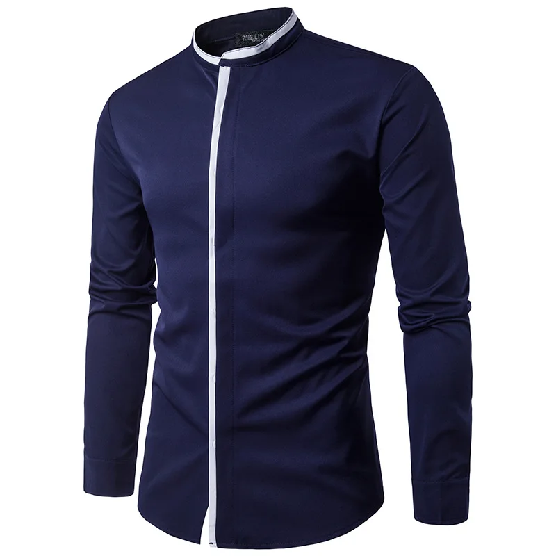 52.1     Best selling new stitching fashion business Europe and America men's shirt long-sleeved collar shirt men's shirt