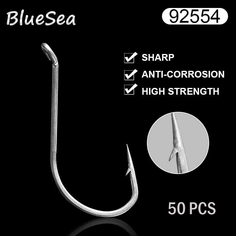 BlueSea 50 Pcs/Pack 92554 Stainless Steel Octopus Fishing Hooks