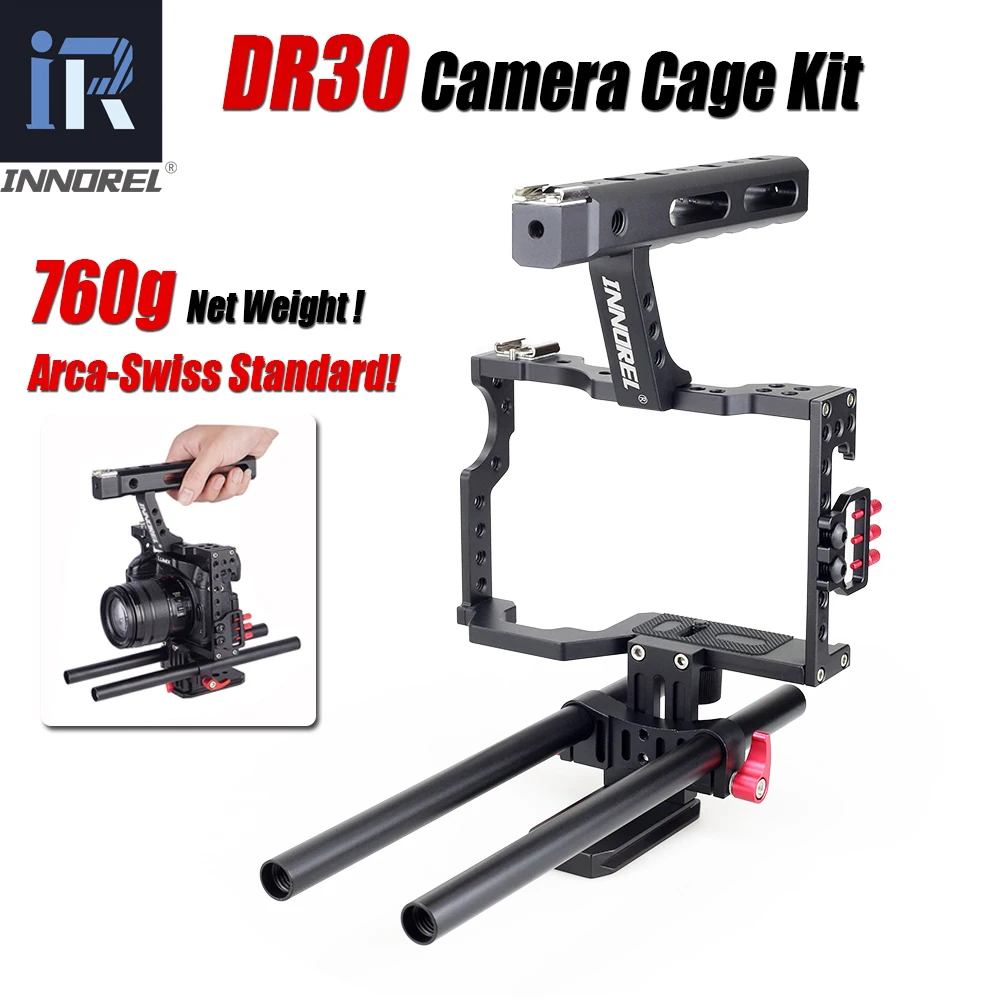 

INNOREL DR30 15mm Rod Rig DSLR Video Cage Camera Stabilizer Top Handle Grip for Sony A7II A7r A7s A6300 Panasonic GH4 EOS M5