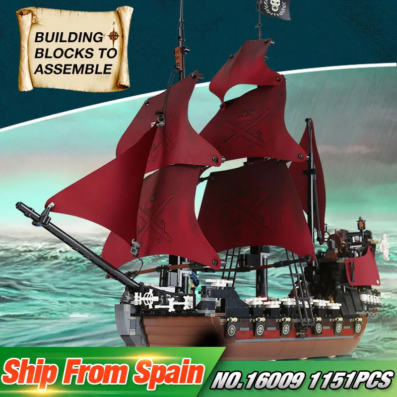 

16009 Pirates Of The Caribbean The Legoing 4195 Queen Anne's Reveage Set Building Blocks Bricks New Kids Toys Ship Model Gifts