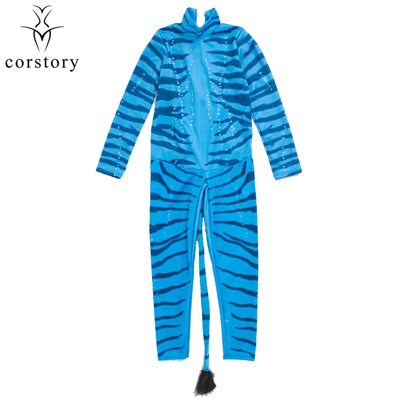 Corstory синий хлопок с длинным рукавом Zebra для взрослых животных Хеллоуин костюм для женщин; Большие размеры Кино Cospaly карнавал Костюмы