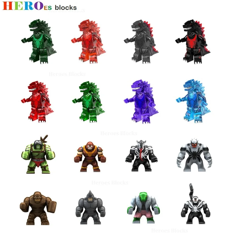 Строительные блоки Giant Monster Gojira Masked Kamen Rider Clayface Venom Rhino Juggernaut Lizard совместимые с Legoed |