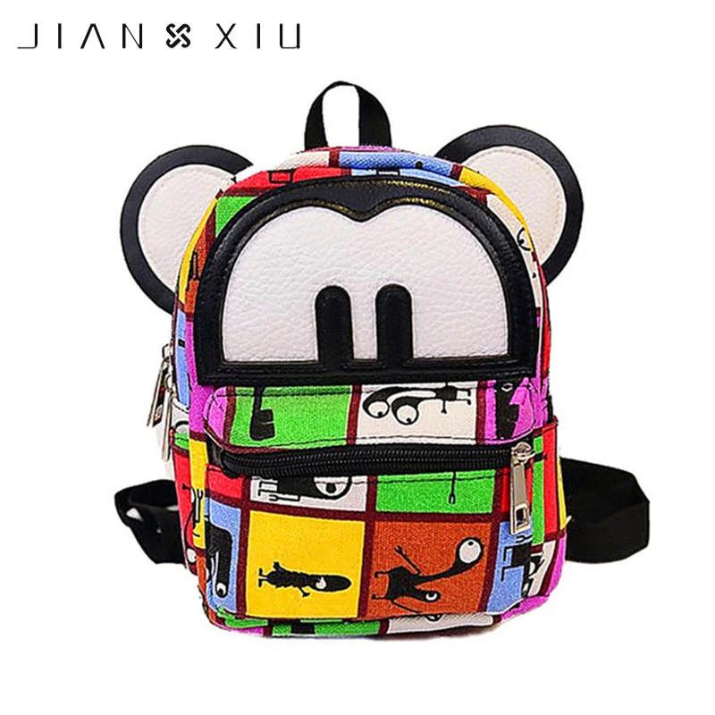 

JIANXIU Women MINI Mouse Backpack Cartoon Printing Small Backpacks Children School Bag PU Leather for Girls Teenagers Kids
