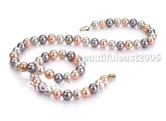 

A0503 Jewelry 00391 Jewelry 00391 8-9mm natural AAA+ pearls necklace&bracelet sets 14KGP clasp(2type choose)jewelry (0430)