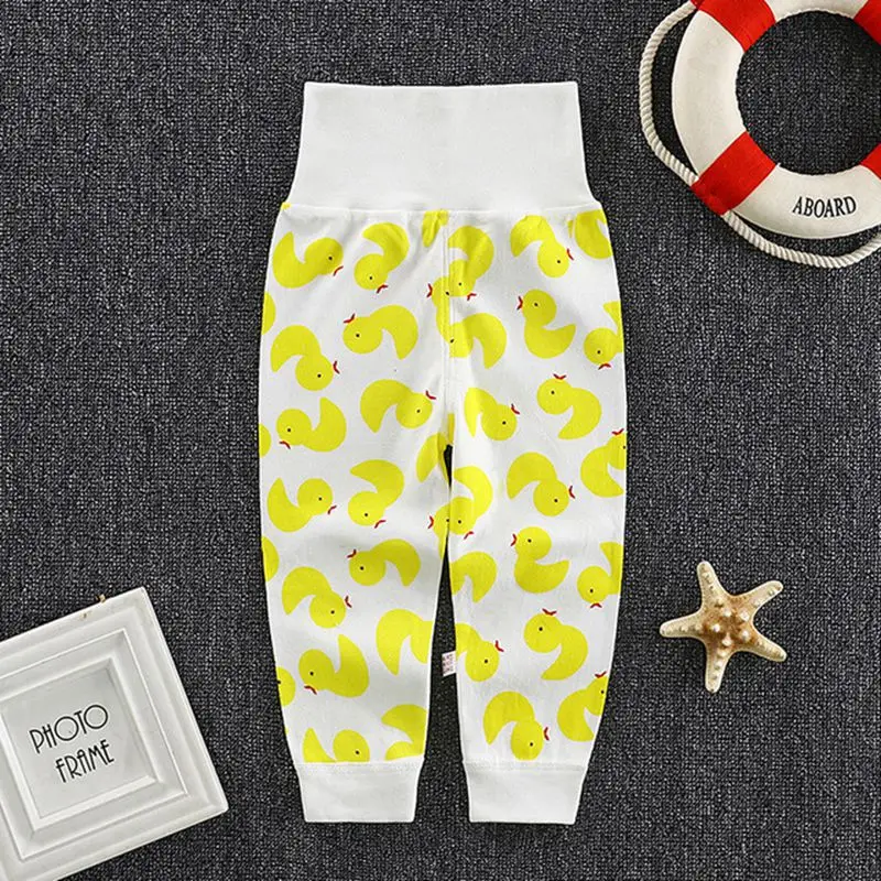 Yellow Duck Новорожденные девочки штаны для мальчиков пижамы Пижама для новорожденных Высокая Талия Утепленная одежда мягкие трико для сна дети детская одежда брюки WT168 - Цвет: Yellow Duck
