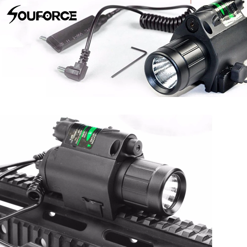 Hunting Tactical with 200LM LED Q5 Flashlight Green Laser Sight fit