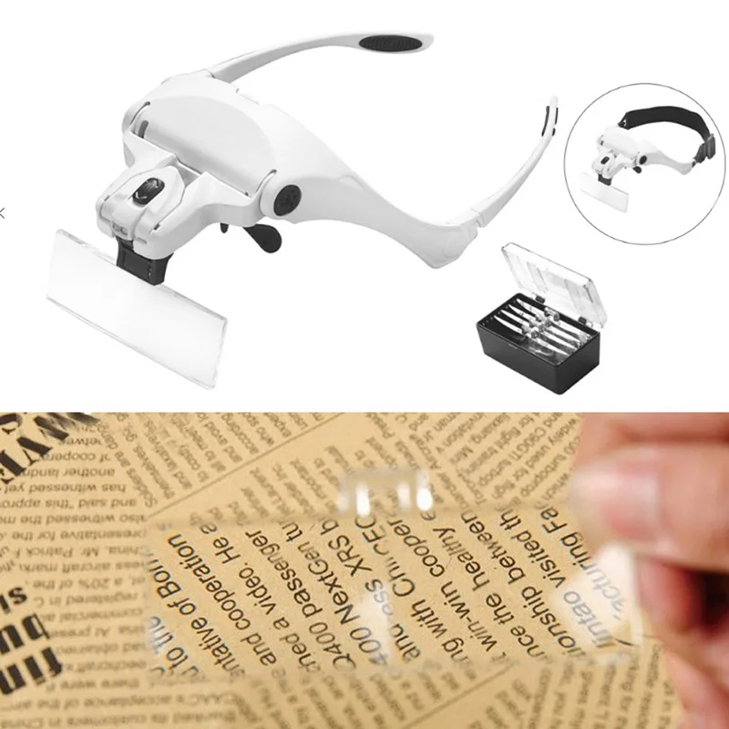 ANENG Headband Head Mounted 2 LED Lamp Jeweler Light Magnifier Magnifying Glass Loupe|Magnifiers| - AliExpress