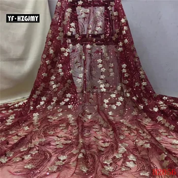 

YF HZGJMY 2019 african sequin lace tulle fabric french Star pattern embroidered mesh lace fabric for evening wedding dress A2056
