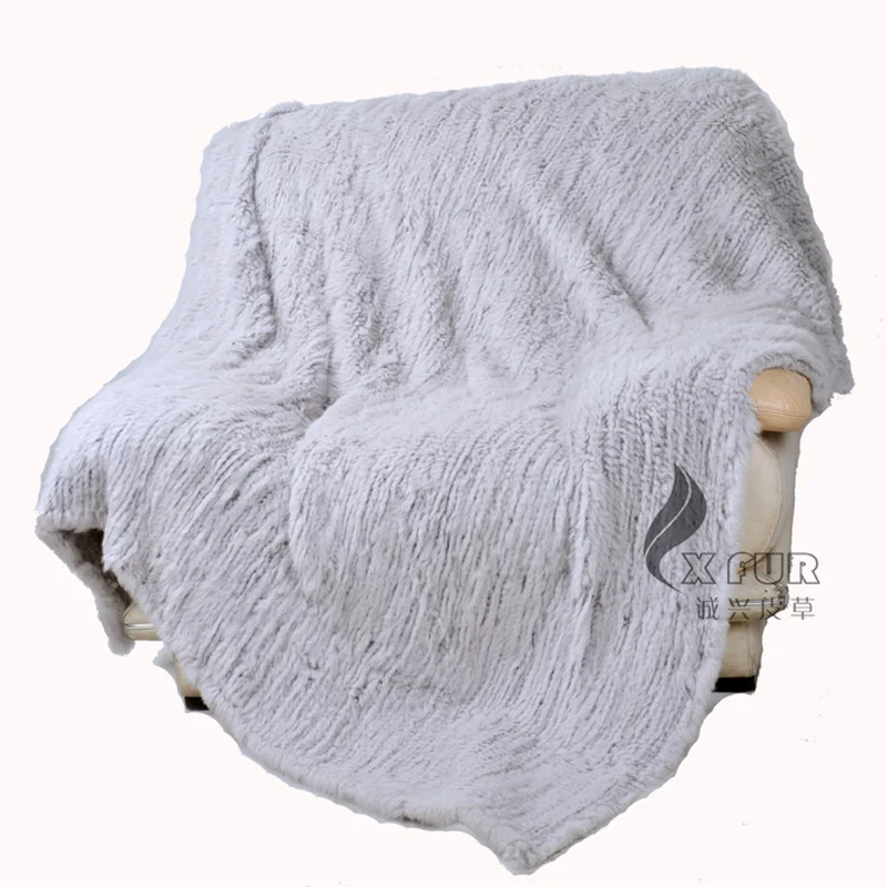 

CX-D-83 130x150cm Custom Made Bedding Set Knitted Rabbit Fur Throw