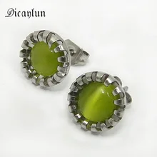 DICAYLUN серьги-гвоздики из нержавеющей стали Кошачий глаз зеленый синий белый опал серьги хирургическая сталь круглые ювелирные изделия Модные женские подарки