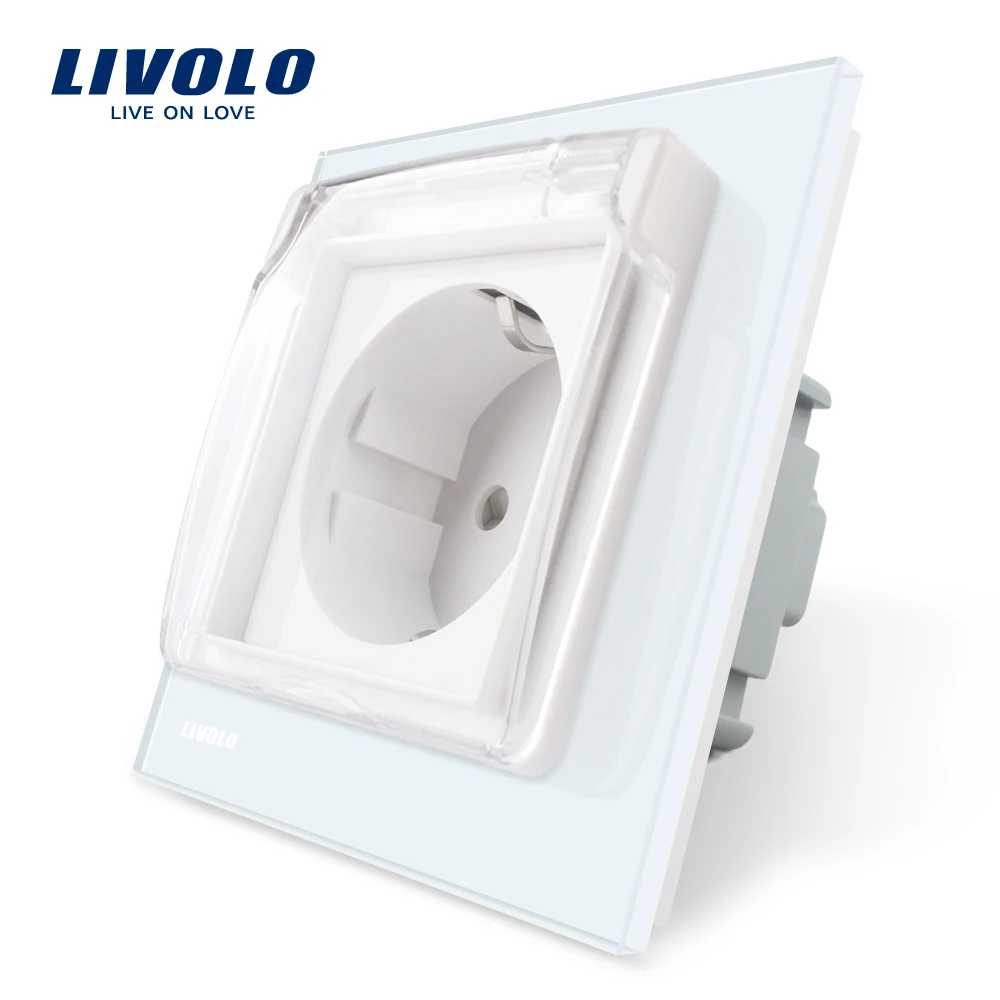 

2019 EU Standard Power Socket, White Glass Panel, AC 110~250V 16A Wall Power Socket with Waterproof Cover