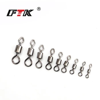 

FTK Brand 1Pack 10PCS/Lot Hyper Strong Fishing Swivel Rolling Diamand Fishing Hook Lure Connector Terminal Fishing Tackle