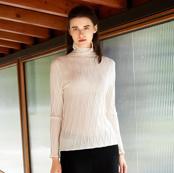 ZHILI 2018 New Autumn Winter Turn-Down Beige Sweater 100% Wool ZHILI 2018 New Autumn Winter Turn-Down Beige Sweater 100% Wool
