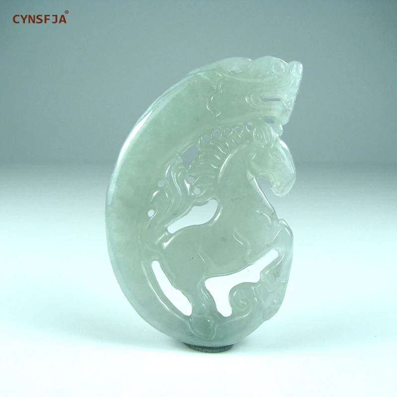 

Certified Natural A Grade Burmese Jadeite Emerald Charms Lucky Dragon Horse Jade Pendant High Quality Hand Carved Wonderful Gift