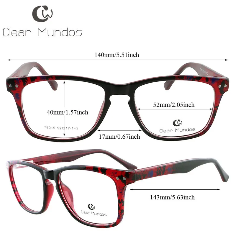 CLEAR MUNDOS High Quality TR90 Glasses Frame Fashion Myopia Men Optical Frames Women No Degree Clear lens Glasses for #T8015