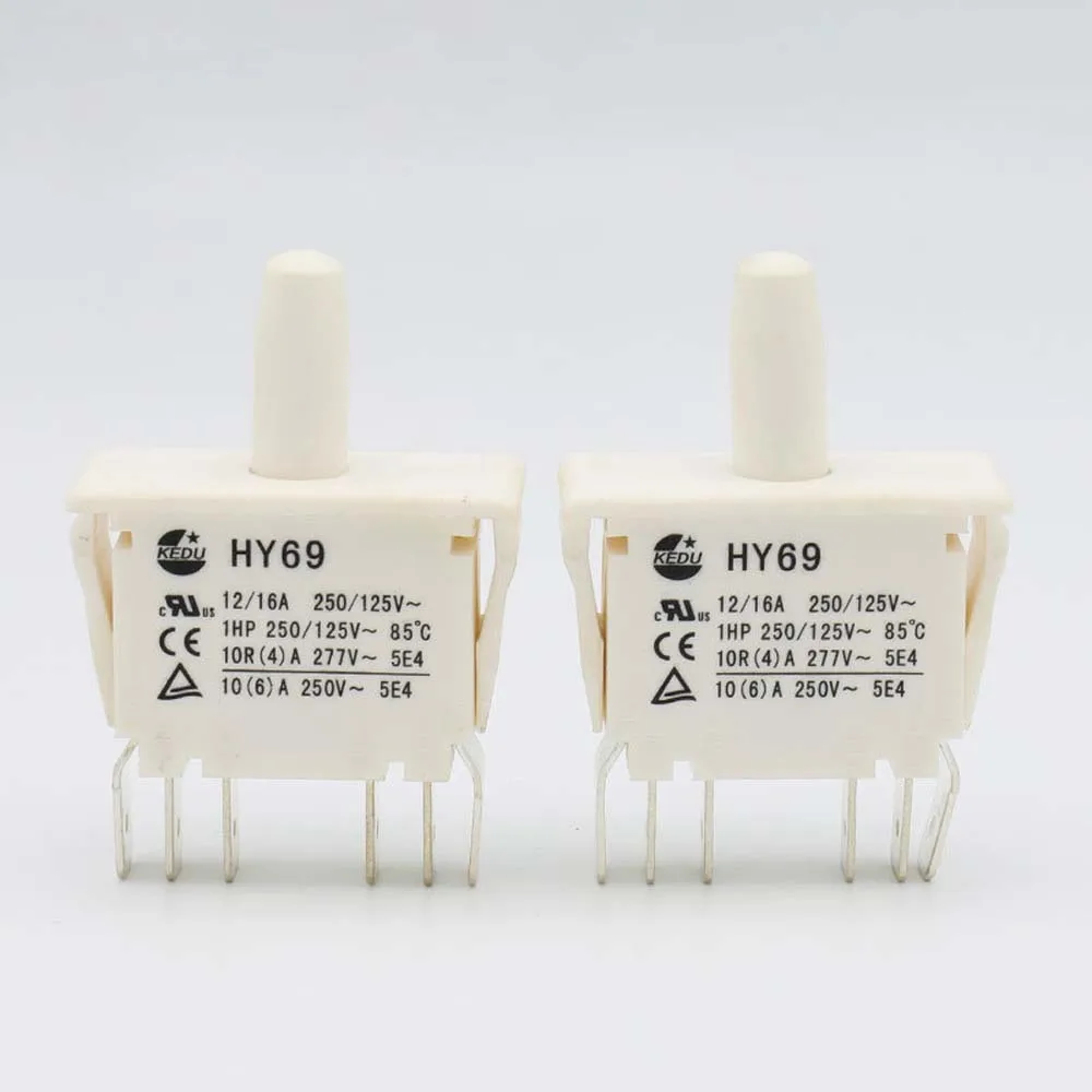 2 шт. KEDU HY69 125/250V 16/12A 1HP 6 контактов водонепроницаемый кнопочный переключатель