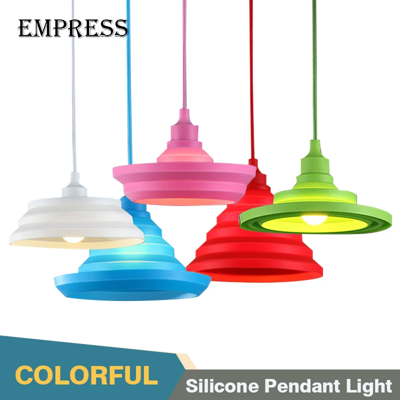 

Modern Pendant Lights E27 Colorful Silicone Restaurant Dining Room Kitchen Design Pendant Lamp Hanging Light Fixture Decoration