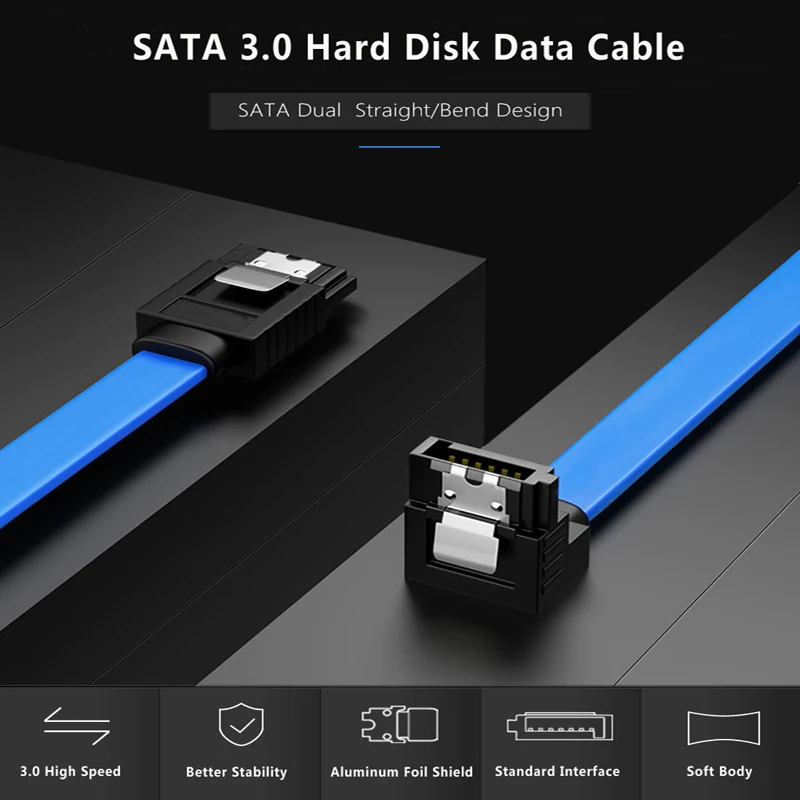 SATA Cable 3.0 to Hard Disk SSD adapter HDD cable Straight 90 Degree Sata 3.0 Cable for Asus MSI Gigabyte Motherboard Cable Sata