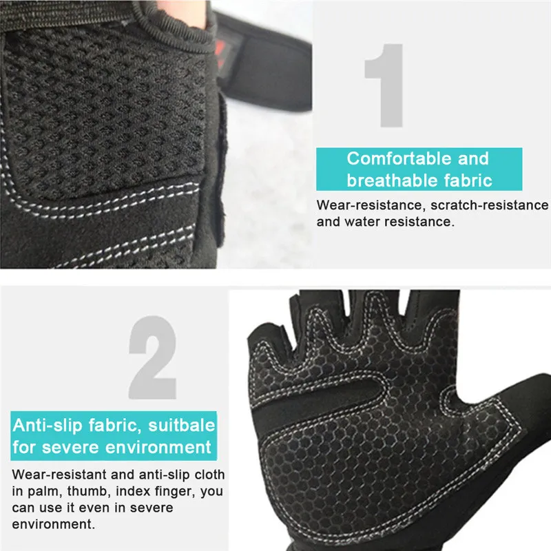 1 Pair Weightlifting Crossfit Gloves Body Building Gym Fitness Gloves Hand Pads Non-slip With Wrist Exercise Training Gym Gloves
