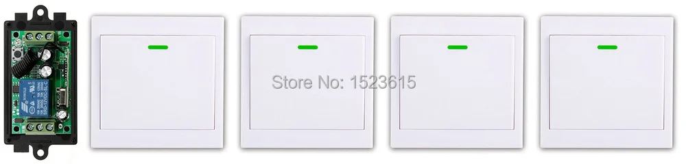 

New DC12V 1CH 10A RF Wireless Remote Control Switch System receiver & 4*White wall Panel Sticky relay Remote Smart Home Switch