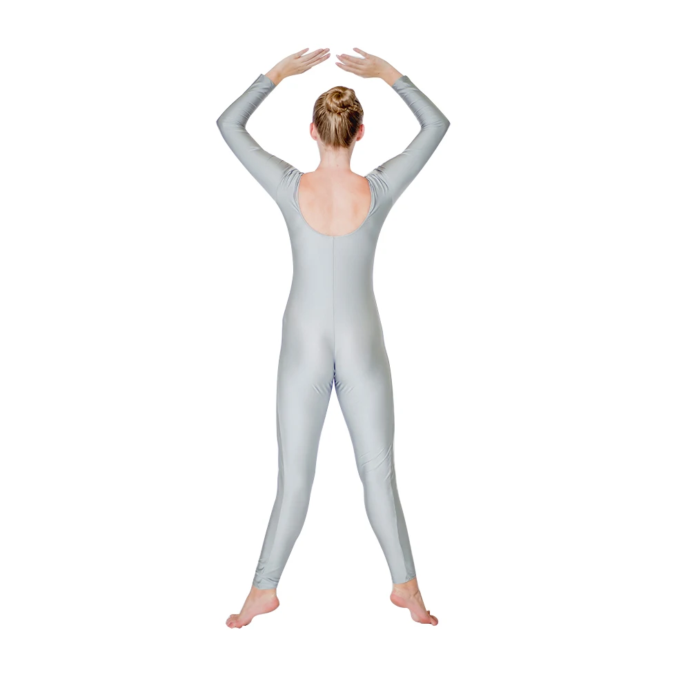 White Shiny Lycra Long Sleeve Unitard Catsuit - Ideal for Dance, Gymnastics, Women, Girls, Kids, Toddlers - Available in Full Sizes image 6