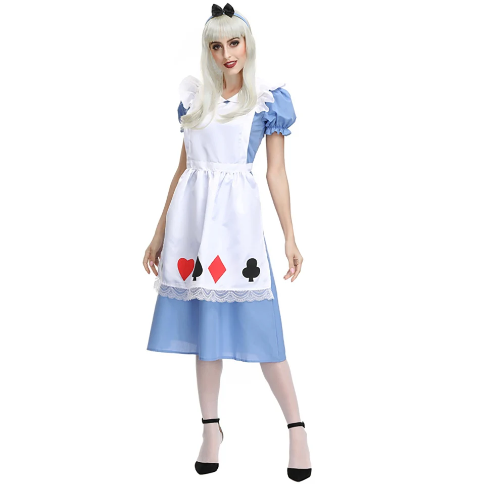 

COS fairy tale Alice in Wonderland Bu Ke printing jumpsuit maid dress Maid role playing suit holiday festival Halloween