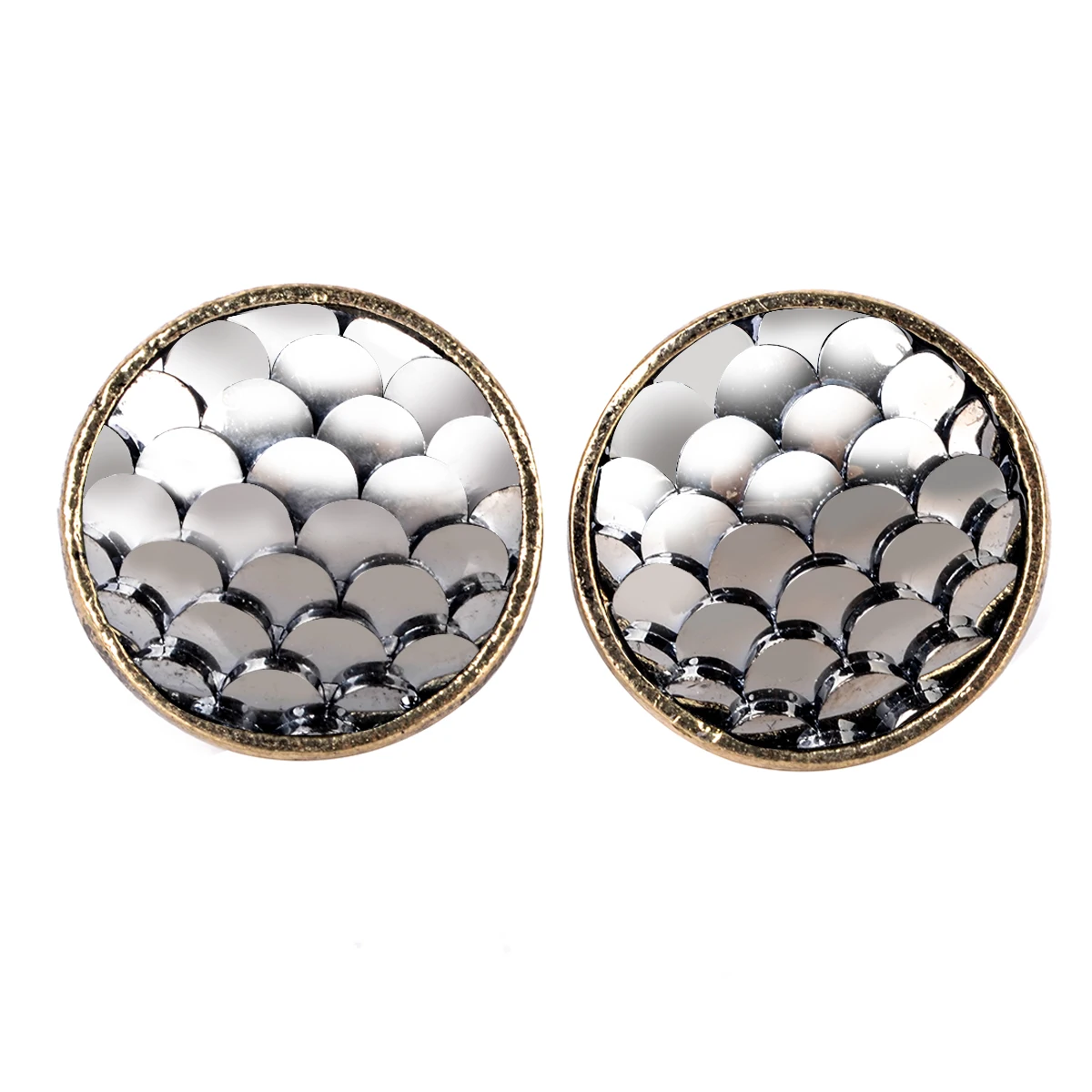 Charming Mermaid Fish Scale Ear Stud Earrings Shard Round Charming Mermaid Fish Scale Ear Stud Earrings Shard Round Colorful Beads Earring For Woman Trendy Jewelry