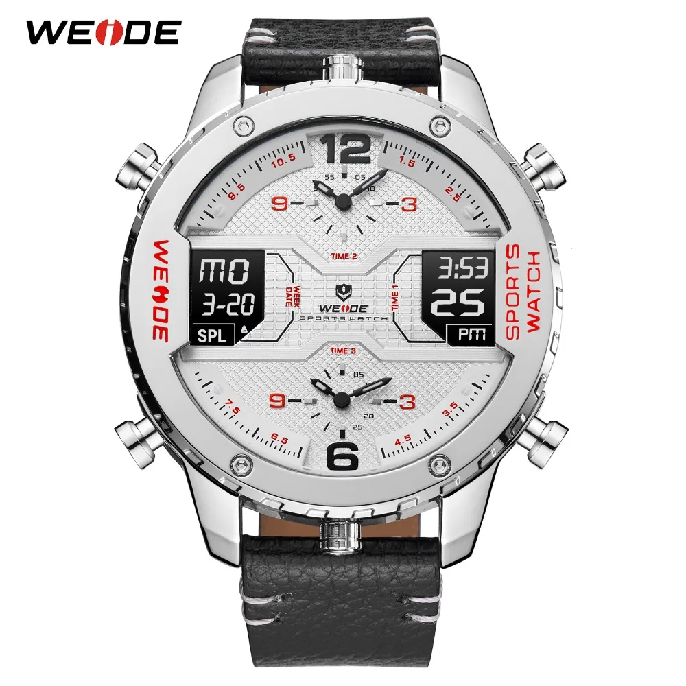 Gift WEIDE Men's Fashion Sport Casual Three Time Zones Quartz Analog Digital Date Clock Leather Military Watch Relogio Masculino Gift WEIDE Men's Fashion Sport Casual Three Time Zones Quartz Analog Digital Date Clock Leather Military Watch Relogio Masculino