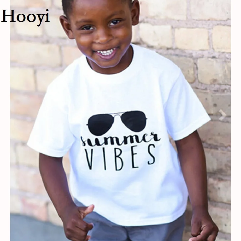 Hooyi Baby Boys T-Shirts White Glasses kids Tee Shirts 1 2 3 4 5