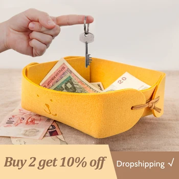 

2018 New Felt Desk Organizer Storage Office Stationery Storage Folding Decor Ornament Box Cartoon Small Object Key Cabinet Bin