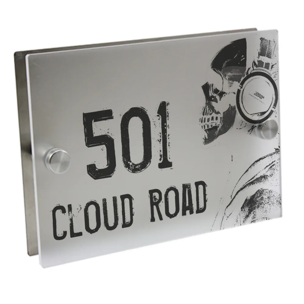 Skull Doorplate Personalized House Number Door Sign Plaque Street Skull Doorplate Personalized House