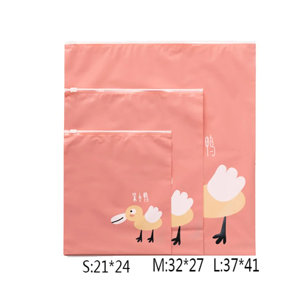 3 قطعة/المجموعة الكرتون سفر منظم تخزين الملابس كيس البريدي قفل أكياس بلاستيكية للماء الملابس حذاء جورب حقيبة الأمتعة