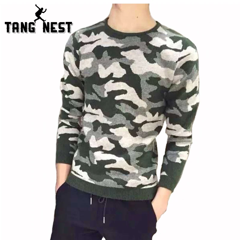 

TANGNEST Camouflage Sweater Men 2019 Autumn Winter Men's Casual Sweater Fashion Slim Soft Men Sweater Cardigan Masculino MZM434