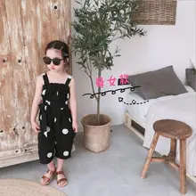 Комбинезоны в горошек для маленьких девочек коллекция года, новые летние милые комбинезоны, Детский комбинезон для детей возрастом от 2 до 10 лет, детская одежда, штаны, ws834