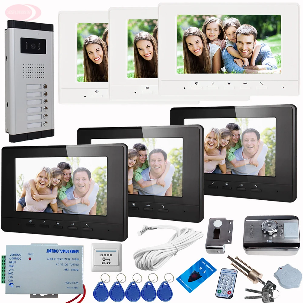 SUNFLOWERVDP Video Intercom Kit For A Private House Monitors 7\ With Audio + Rfid Unlock Electronic Lock Video Intercom System