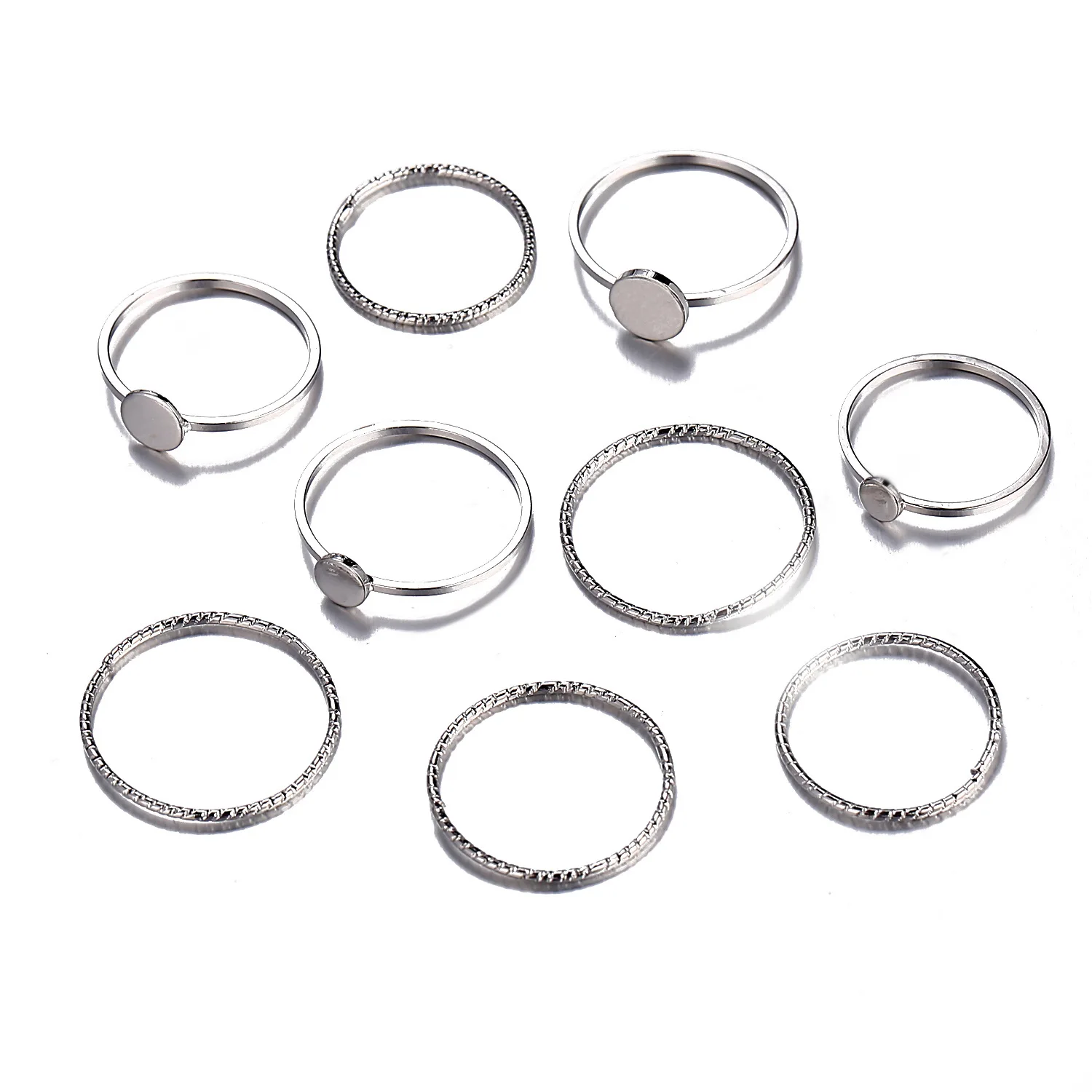 

9 Pcs Rings Set New Creative Retro Round Shape Simple Ring Suits Gift For Women