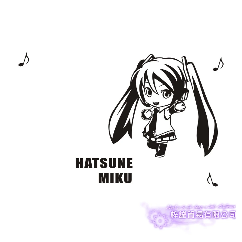 DCTAL Hatsune Miku Wall Decal Anime Cartoon Car Sticker Vinyl Wall Stickers Decal Decor Home Decorative Decoration