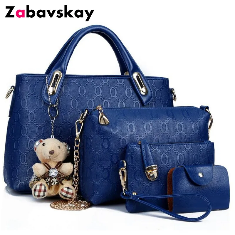 

New Women Bag Top-Handle Bags Female Famous Brand 2019 Women Messenger Bags Handbag Set PU Leather Composite Bag DJZ201